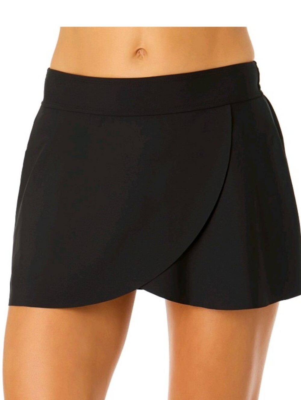 Anne Cole Tulip Drape Mid-Rise Swim Skirt Black Womens XXL New With Tags